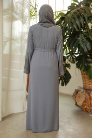 Grey Modest Abaya For Women 29103GR - 4
