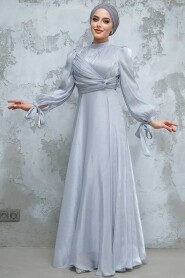 Grey Modest Evening Gown 4823GR - 2
