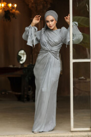 Grey Modest Gown 47261GR - 2