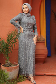 Grey Modest Prom Dress 52052GR - 2