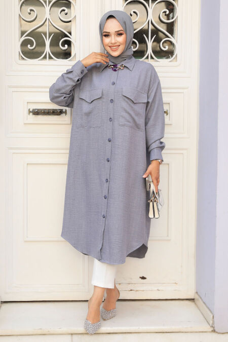 Grey Modest Tunic 660GR - NEVA STYLE