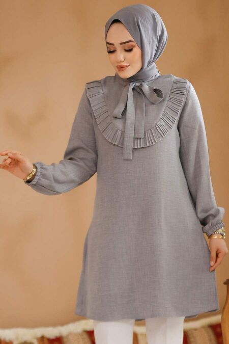 Grey Modest Tunic 6682GR - NEVA STYLE