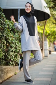 Gri Hijab Suit 13023GR - 1