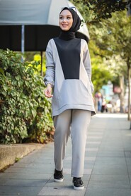 Gri Hijab Suit 13023GR - 2
