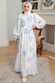 İce Blue Hijab Dress 10377BZM - 1