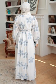 İce Blue Hijab Dress 10377BZM - 2