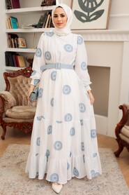 İce Blue Hijab Dress 10384BZM - 1