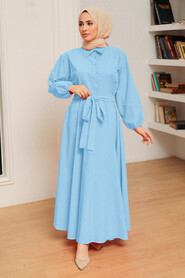 İce Blue Hijab Dress 50091BZM - NEVA STYLE