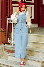 İce Blue Hijab Salopet Dress 244BUZM - 3