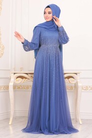 İndigo Blue Evening Dress 21501IM - 1