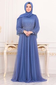 İndigo Blue Evening Dress 21501IM - 2