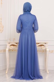 İndigo Blue Evening Dress 21501IM - 3