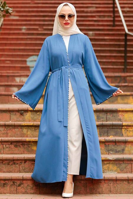 İndigo Blue Hijab Abaya 41021IM - NEVA STYLE