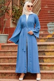 İndigo Blue Hijab Abaya 41021IM - 1