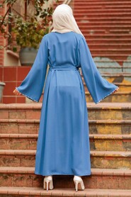 İndigo Blue Hijab Abaya 41021IM - 3