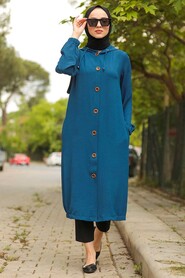 İndigo Blue Hijab Coat 10155IM - 1