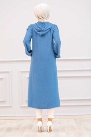 İndigo Blue Hijab Coat 15630IM - 2