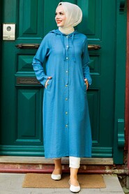 İndigo Blue Hijab Coat 17250IM - 1
