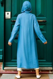 İndigo Blue Hijab Coat 17250IM - 2