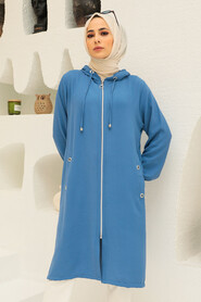 İndigo Blue Hijab Coat 2585IM - 2