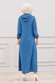 İndigo Blue Hijab Coat 3729IM - 2