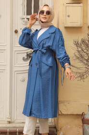 İndigo Blue Hijab Coat 41060IM - 1