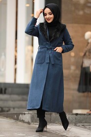 İndigo Blue Hijab Coat 5590IM - 2