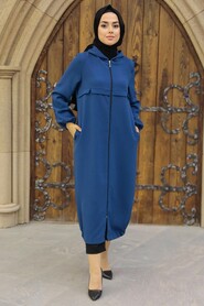 İndigo Blue Hijab Coat 5698IM - 2