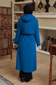 İndigo Blue Hijab Coat 5721IM - 3