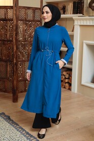 İndigo Blue Hijab Coat 5721IM - 2