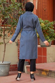 İndigo Blue Hijab Coat 7013IM - 2
