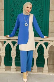 İndigo Blue Hijab Double Suit 52132IM - 1