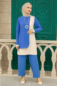 İndigo Blue Hijab Double Suit 52132IM - 3