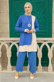 İndigo Blue Hijab Double Suit 52132IM - 2