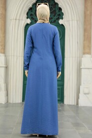 İndigo Blue Hijab Double Suit 52221IM - 3