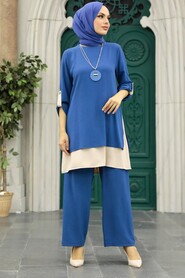 İndigo Blue Hijab Double Suit 52251IM - 1