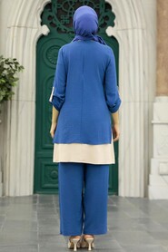 İndigo Blue Hijab Double Suit 52251IM - 2