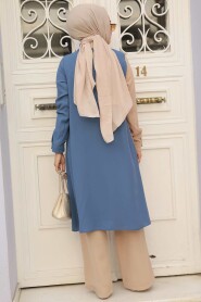 İndigo Blue Hijab Double Suit 52331IM - 3