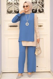 İndigo Blue Hijab Double Suit 5235IM - 2