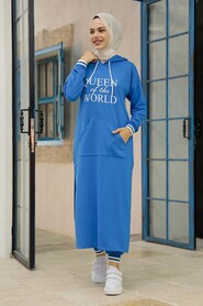 İndigo Blue Hijab Double Suit 56090IM - 2