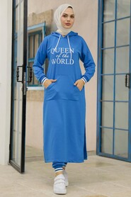 İndigo Blue Hijab Double Suit 56090IM - 1