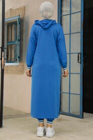 İndigo Blue Hijab Double Suit 56090IM - 3