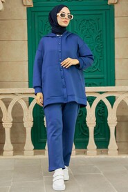 İndigo Blue Hijab Double Suit 7690IM - 1