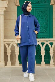 İndigo Blue Hijab Double Suit 7690IM - 2