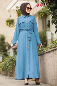 İndigo Blue Hijab Dress 10049IM - 2