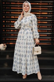 İndigo Blue Hijab Dress 10229IM - 2