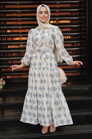 İndigo Blue Hijab Dress 10229IM - 1