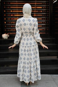 İndigo Blue Hijab Dress 10229IM - 4