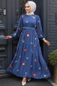 İndigo Blue Hijab Dress 10270IM - 1