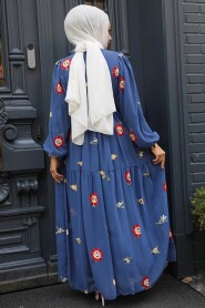 İndigo Blue Hijab Dress 10270IM - 3